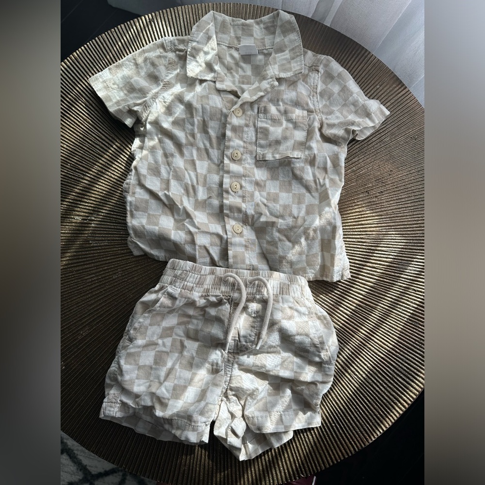 Baby Boy Checkered Short Set
